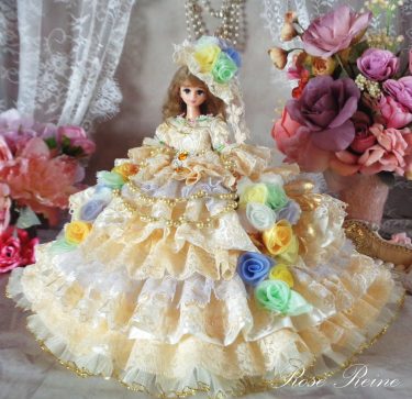 ジョセフィーヌ王妃 豪華11段フリルのグラデーションボリュームドールドレス