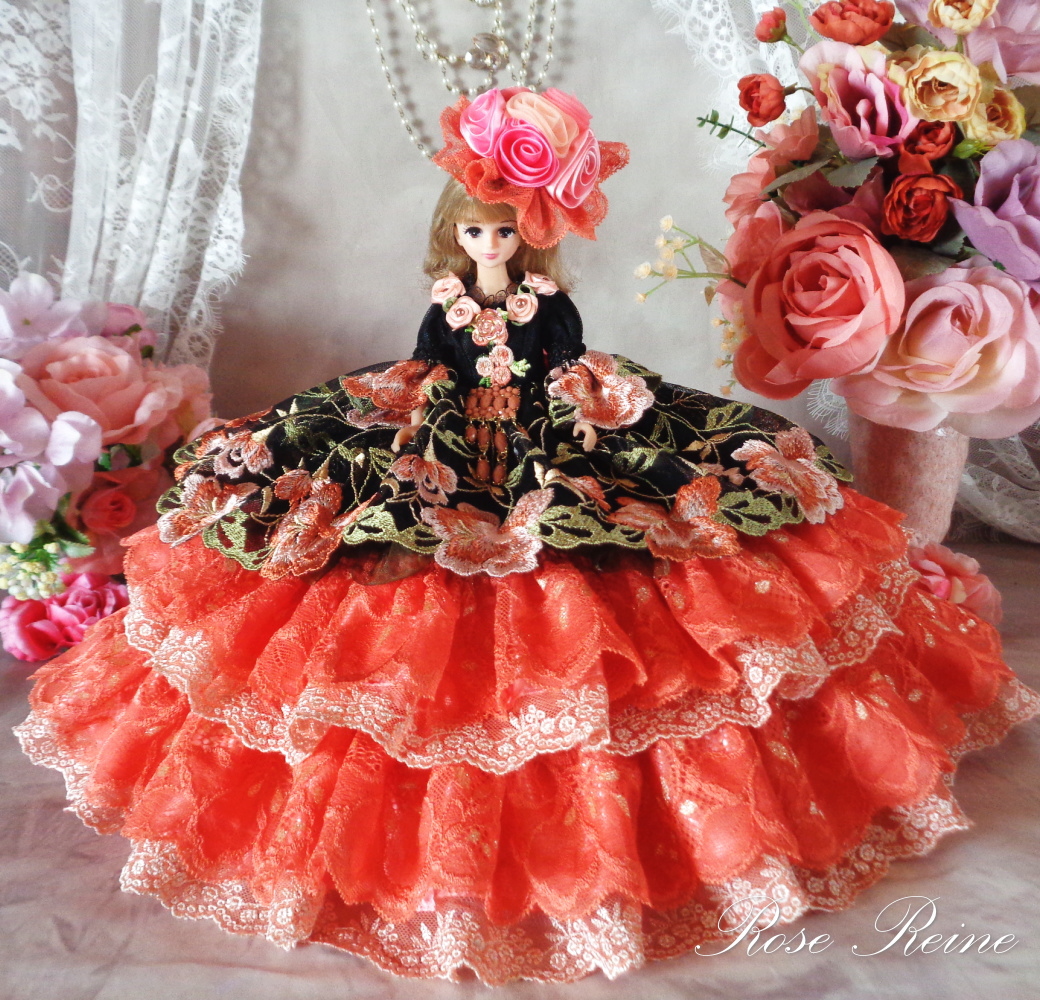 ベルサイユの薔薇 花の女王 大人の甘さ香るコーラルオーバーフリルドールドレス豪華3点セット