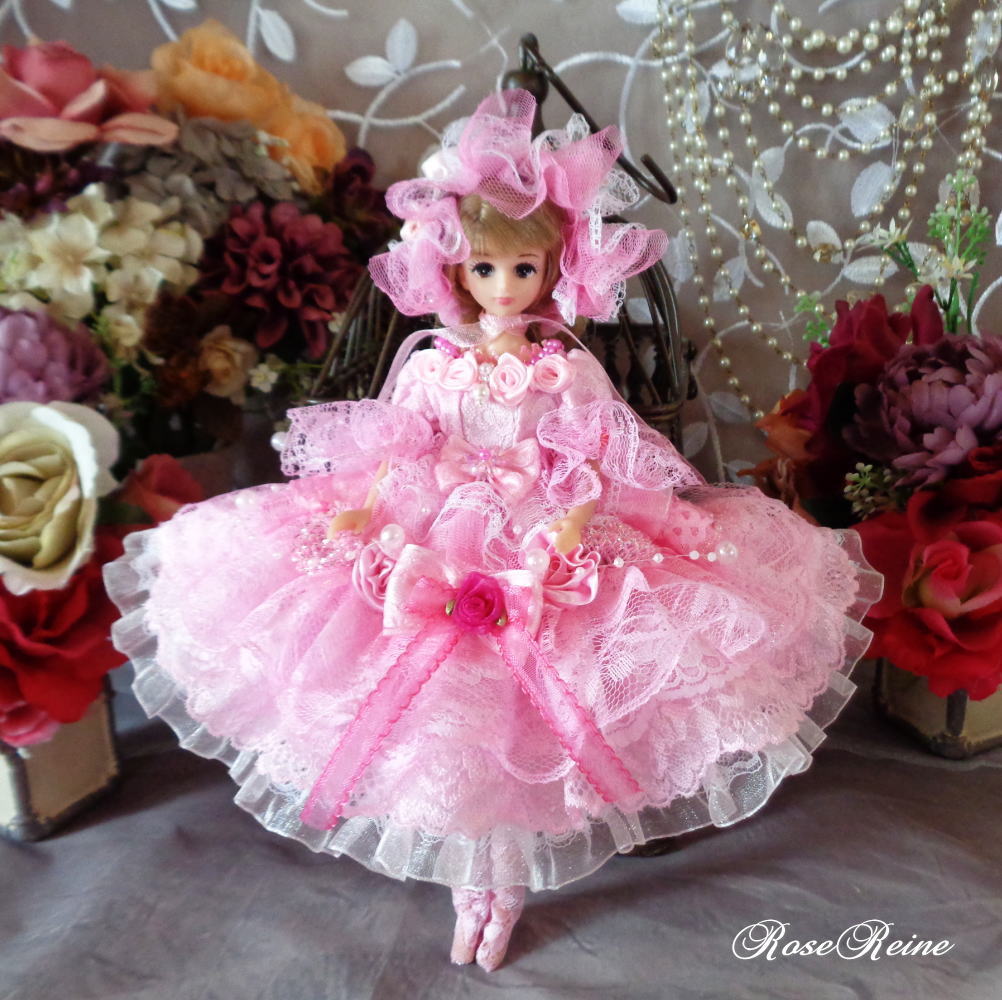 ロリータロマンス 花の妖精 ラブリーピンクのキュートなプリンセスドールドレス