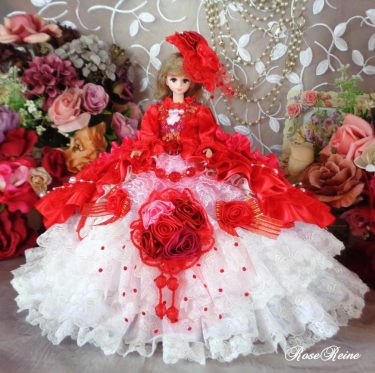 ベルサイユの薔薇 ビビットレッドの華やかな舞姫 ラグジュアリープリンセスオーバースカートドールドレス